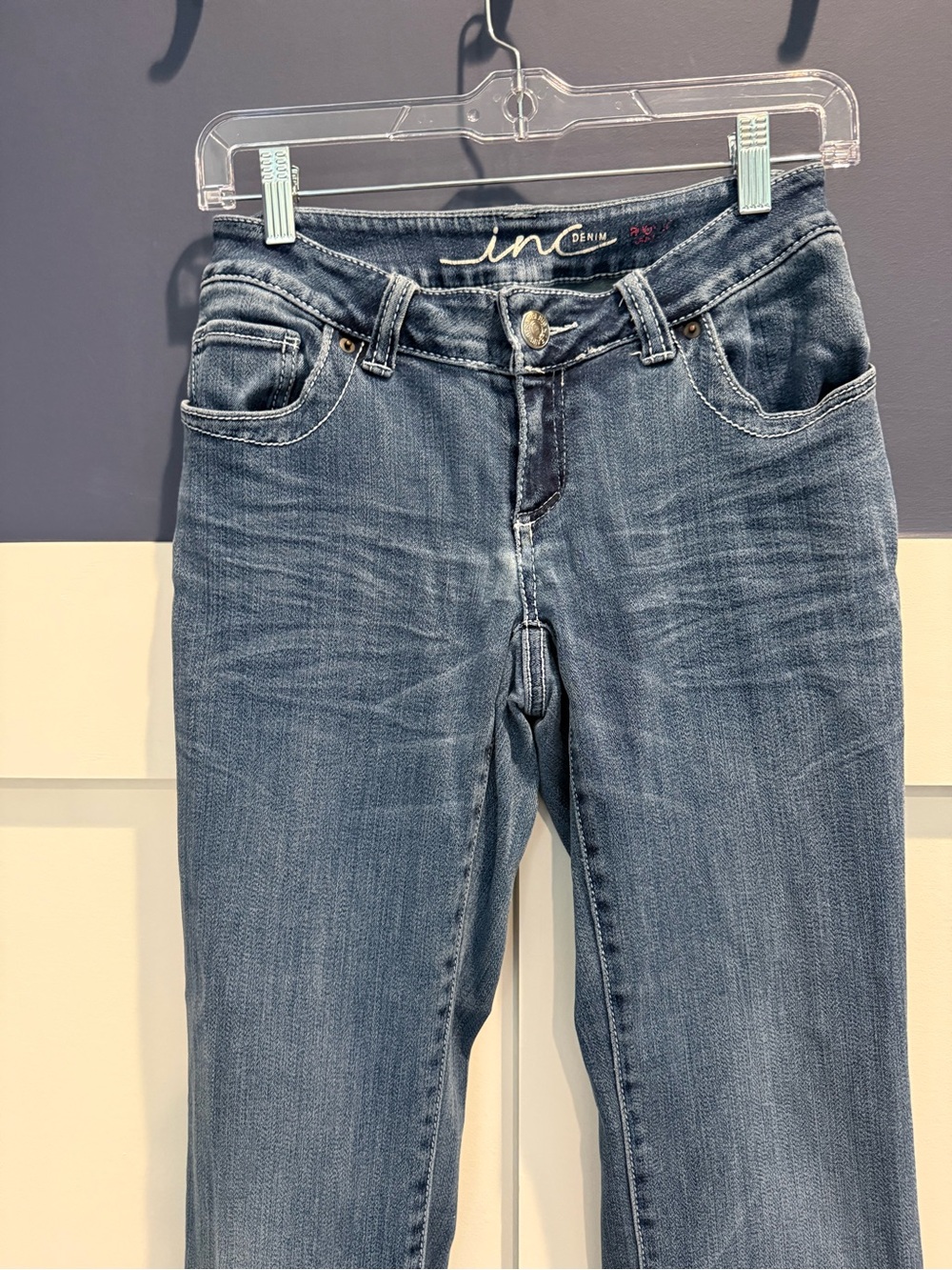 INC International Concepts Washed Blue Straight-Leg Jeans
